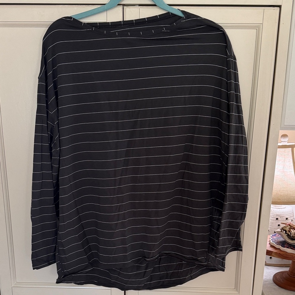 lululemon athletica Black and White Striped Long Sleeve Top